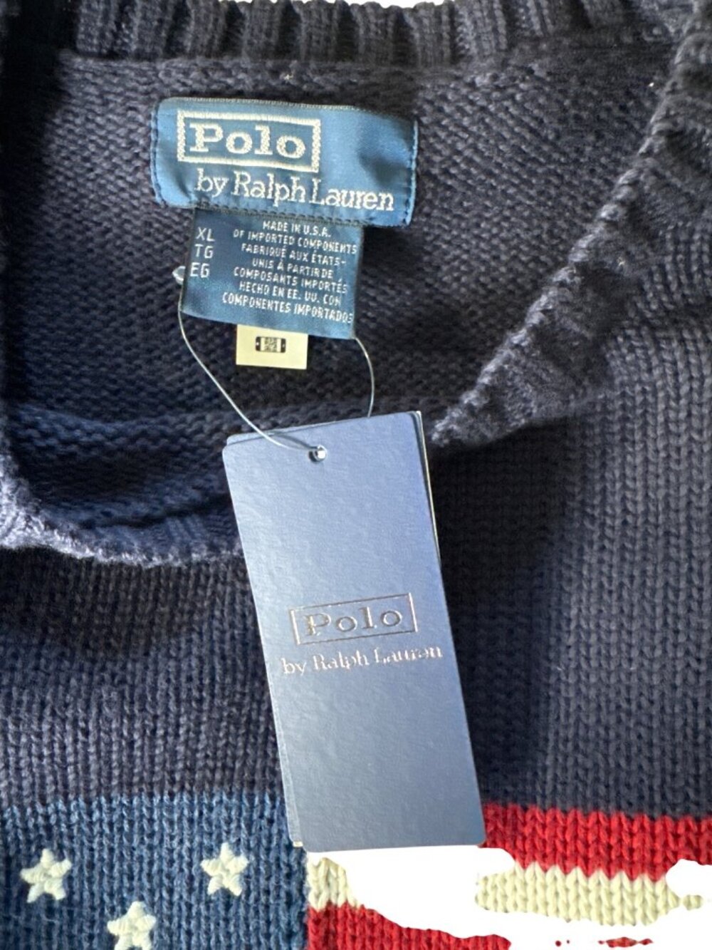 NWT Polo Ralph Lauren Cotton American Flag Regular Fit Crewneck Sweater Sz  XL - Picture 13 of 16